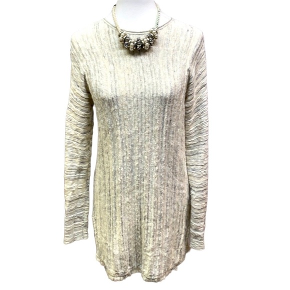 J. Jill Marled Cream & Gray Fringes Sweater - Picture 2 of 6